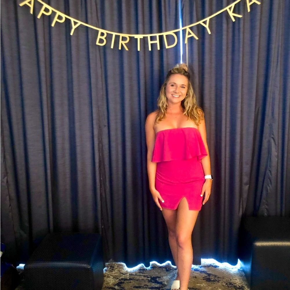 Superdown Catalina Ruffle Tube Mini Dress - Hot Pink, Size M - Picture 3 of 6